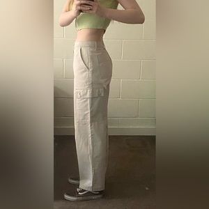 White Levi’s straight carpenter pants, technically men’s but fit unisex.